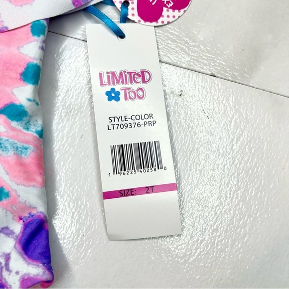 Limited too girls tie dye ruffle one piece swimsuit 2T purple pink NWT - Picture 2 of 8